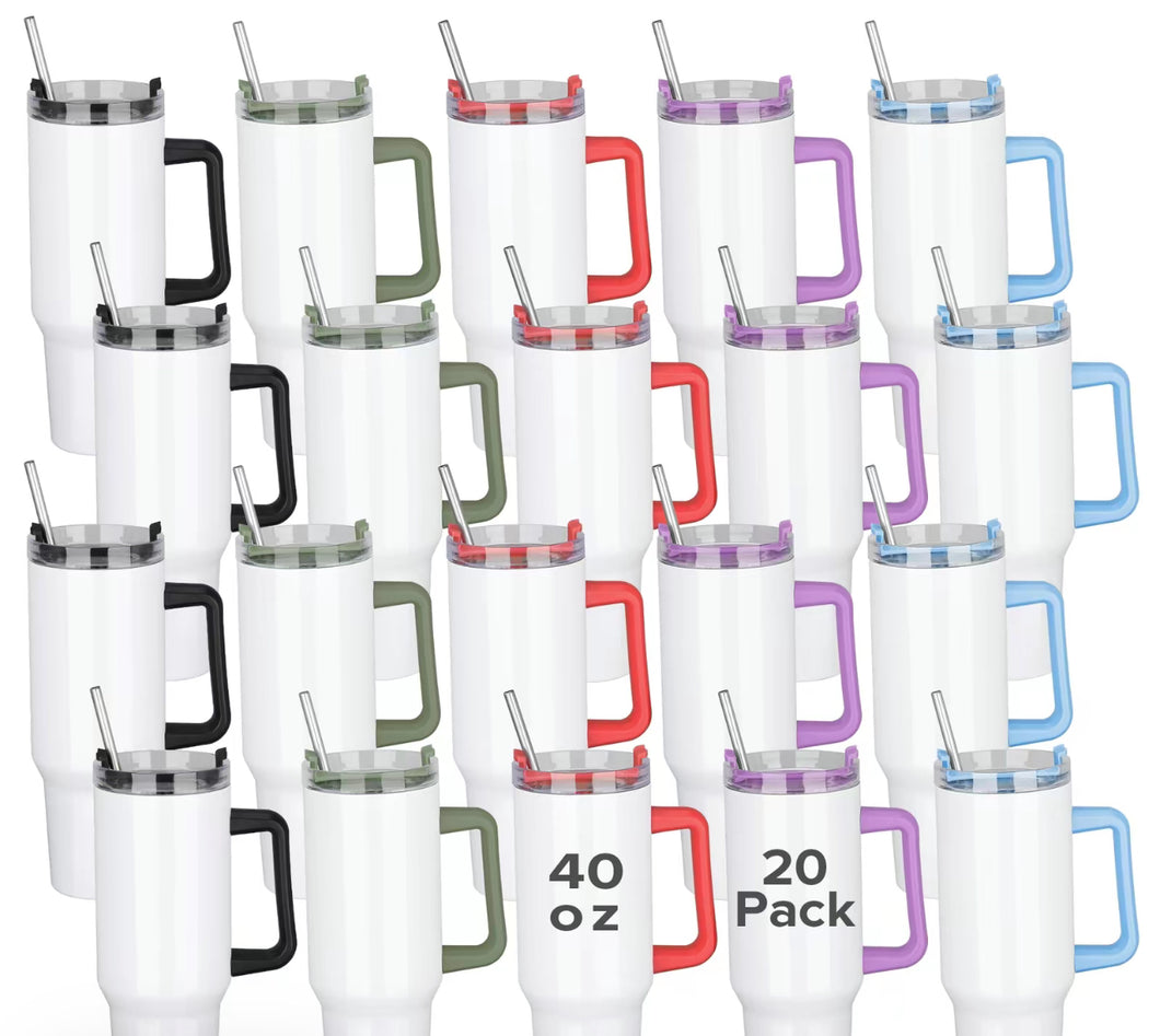 *PreOrder* Custom 40oz Sublimation Tumbler w/ Handle and Straws