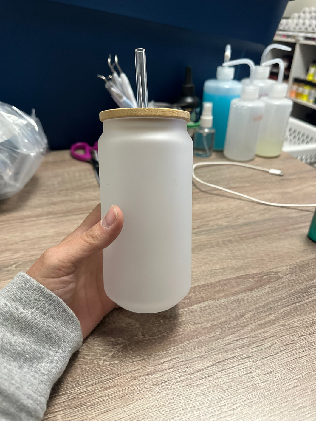 Custom 18oz Sublimation Libby w/ Glass Straw