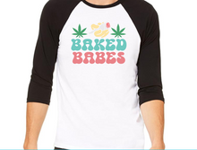 Load image into Gallery viewer, Baked Babes Baseball T Apparel Design
