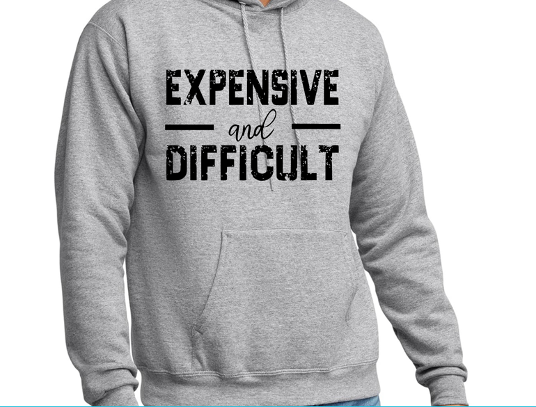 Expensive And Difficult Apparel Hoodie Design - Multiple Colors - Plus Size Available